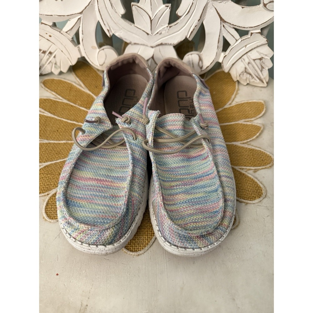 Hey‎ Dude Wendy Sox Aurora White Rainbow Knit Slip On Loafers Womens 9 121923214